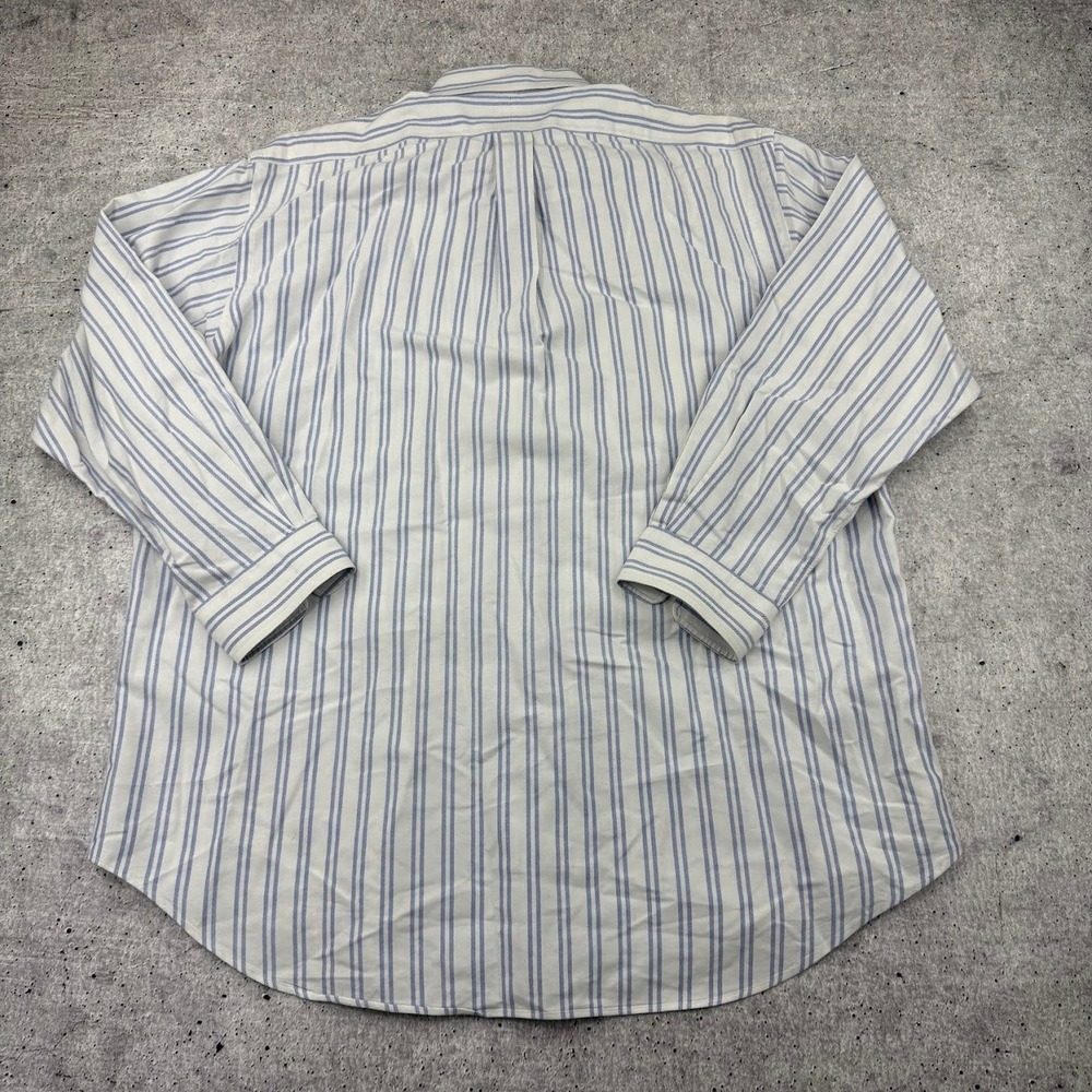 Vntg Polo Ralph Lauren Yarmouth 16.5 33 Button Down White Blue Stripe Flesh Pony - Picture 11 of 11